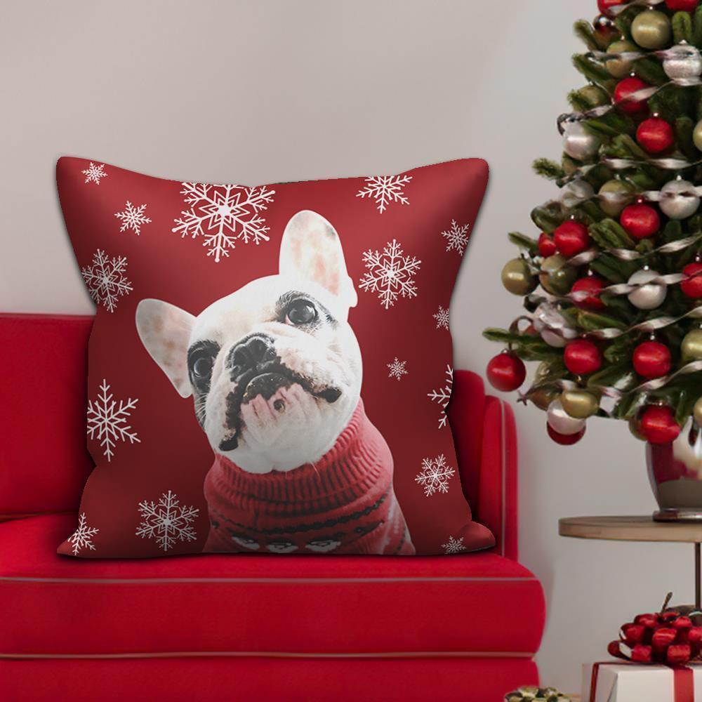Holiday Gifts Custom Pet Photo Pillow Personalized Red Pillow