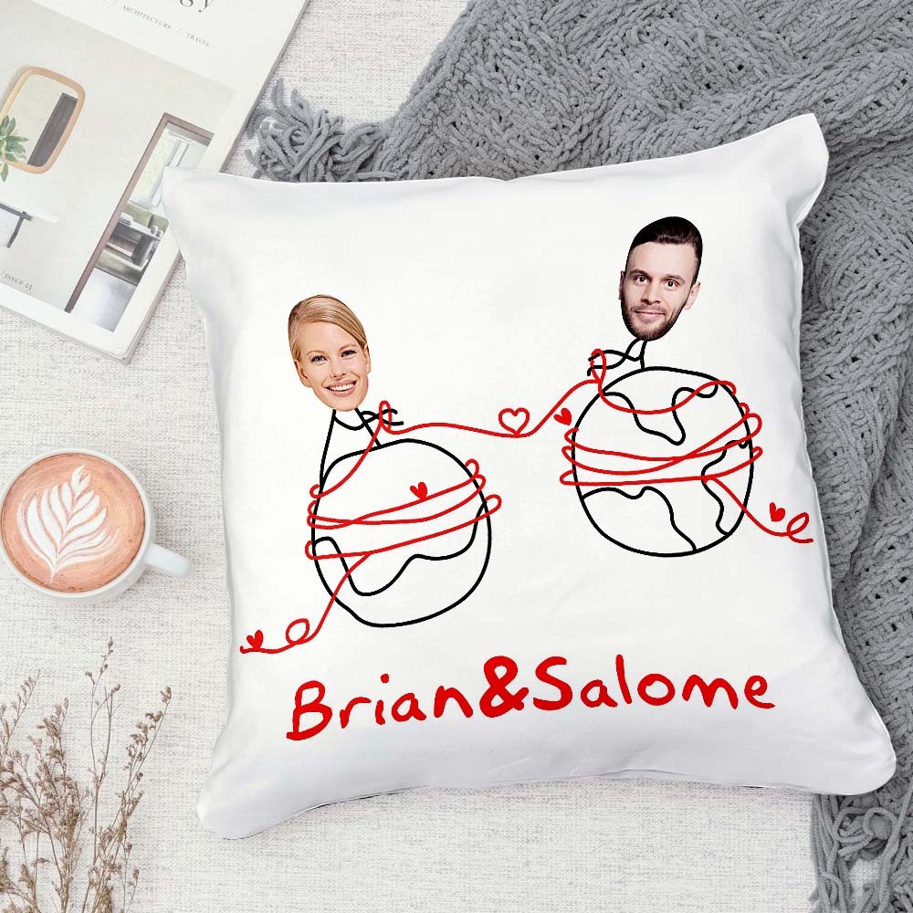 Custom Matchmaker Face Pillow Personalized Couple Photo and Text Throw Pillow Valentine's Day Gift - Yourphotoblanket