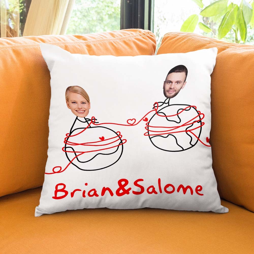Custom Matchmaker Face Pillow Personalized Couple Photo and Text Throw Pillow Valentine's Day Gift - Yourphotoblanket