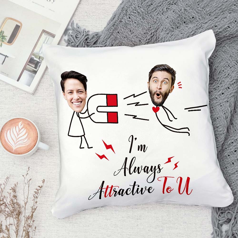 Custom Matchmaker Face Pillow Iron Absorbers Personalized Couple Photo and Text Throw Pillow Valentine's Day Gift - Yourphotoblanket