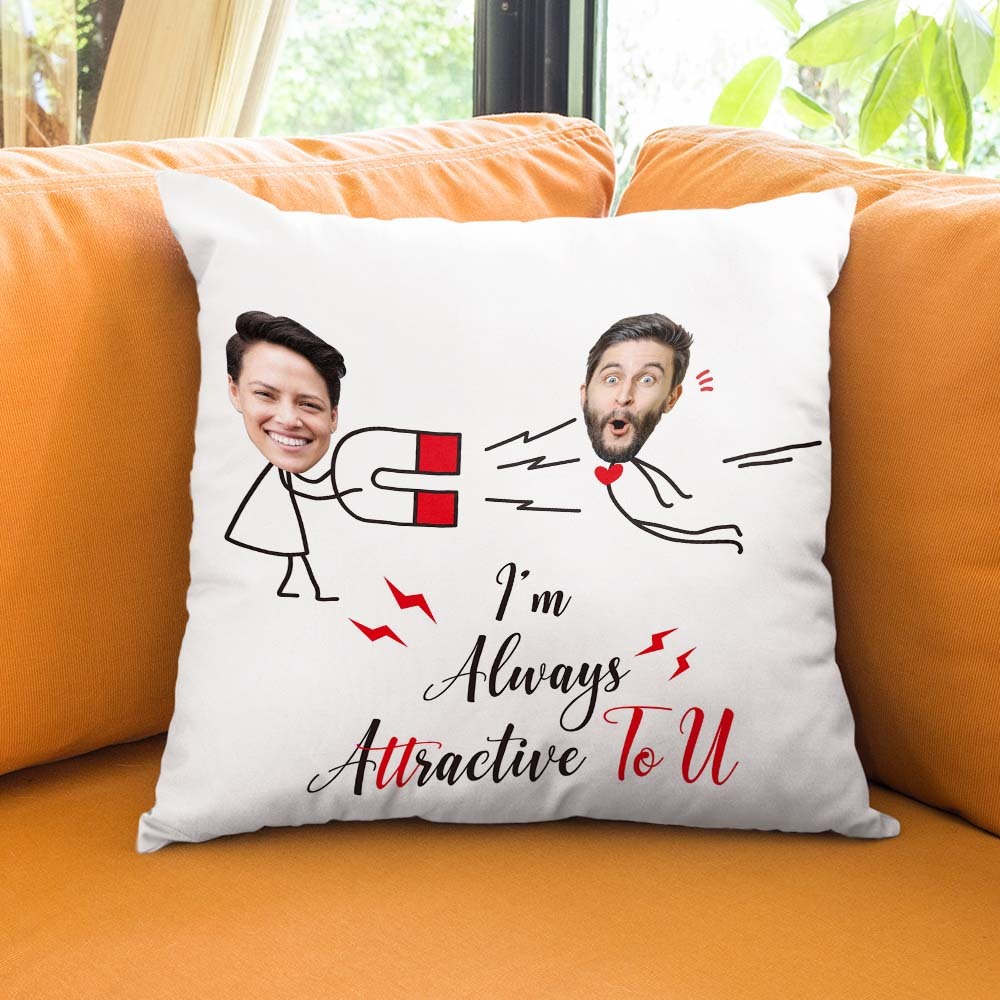 Custom Matchmaker Face Pillow Iron Absorbers Personalized Couple Photo and Text Throw Pillow Valentine's Day Gift - Yourphotoblanket