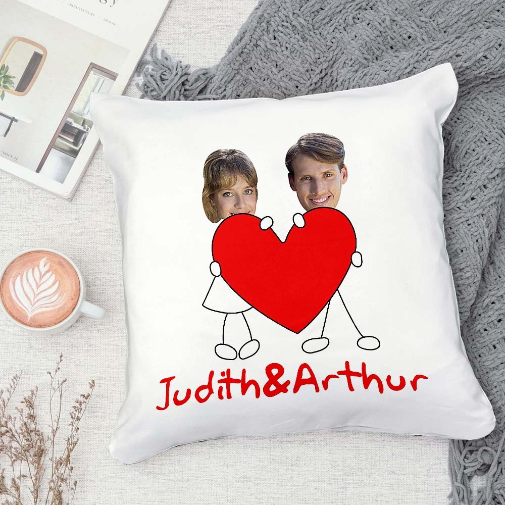 Custom Matchmaker Face Pillow Love Personalized Couple Photo and Text Throw Pillow Valentine's Day Gift - Yourphotoblanket