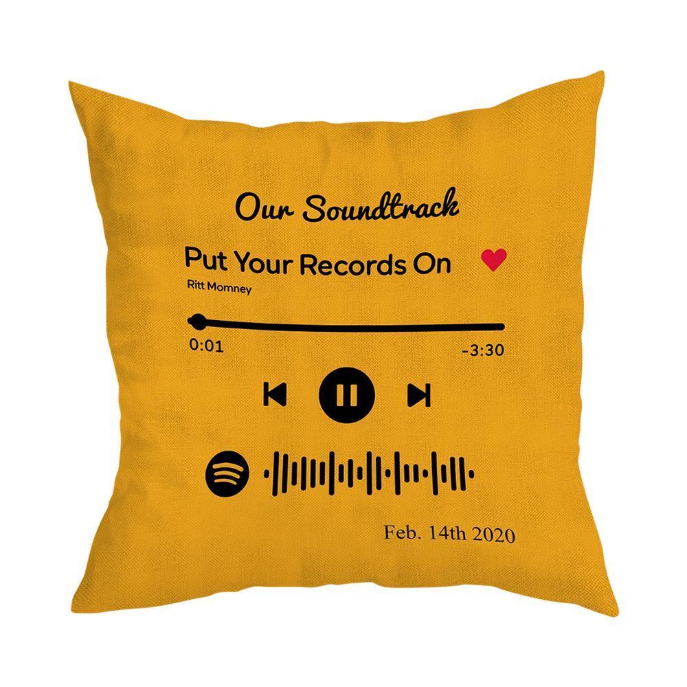 Scannable Custom Spotify Code Personalized Music Pillow Case Orange Romantic Gifts