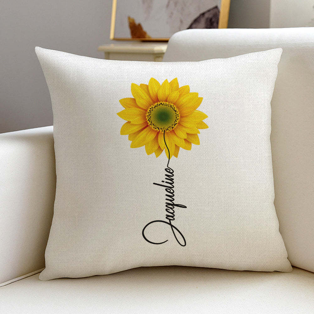 Custom Name Sunflower Throw Pillow Case with Insert - Yourphotoblanket