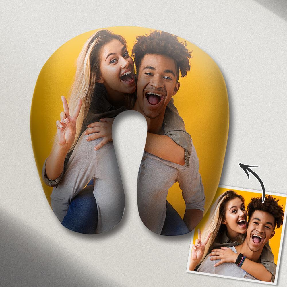 Custom U Pillow Custom Photo Travel Neck Pillow Comfortable U-shaped Pillow - Sweet Couple Photo