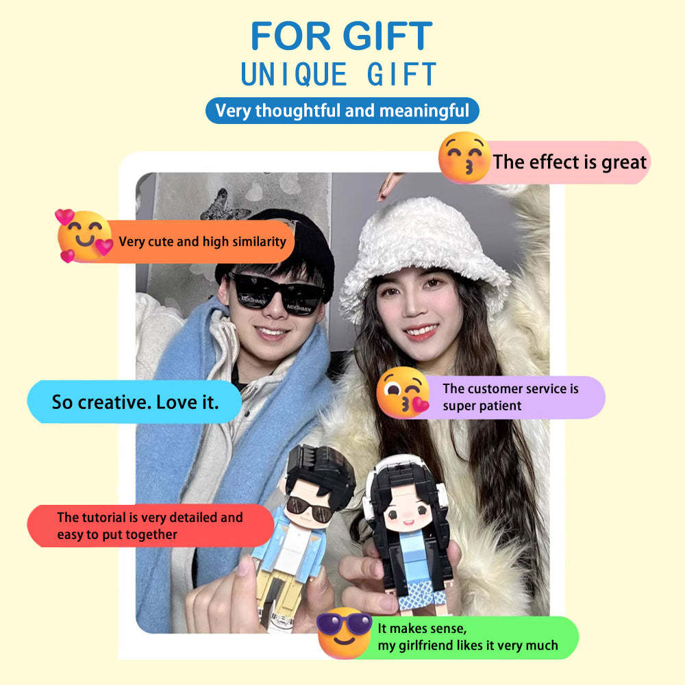 Full Body 2 People Duddu Brick Figures Custom Brick Figure For Daddy Perfect For Father's Day For Stylish Daddy Take Care Of His Little Daughter - yourphotoblanketuk