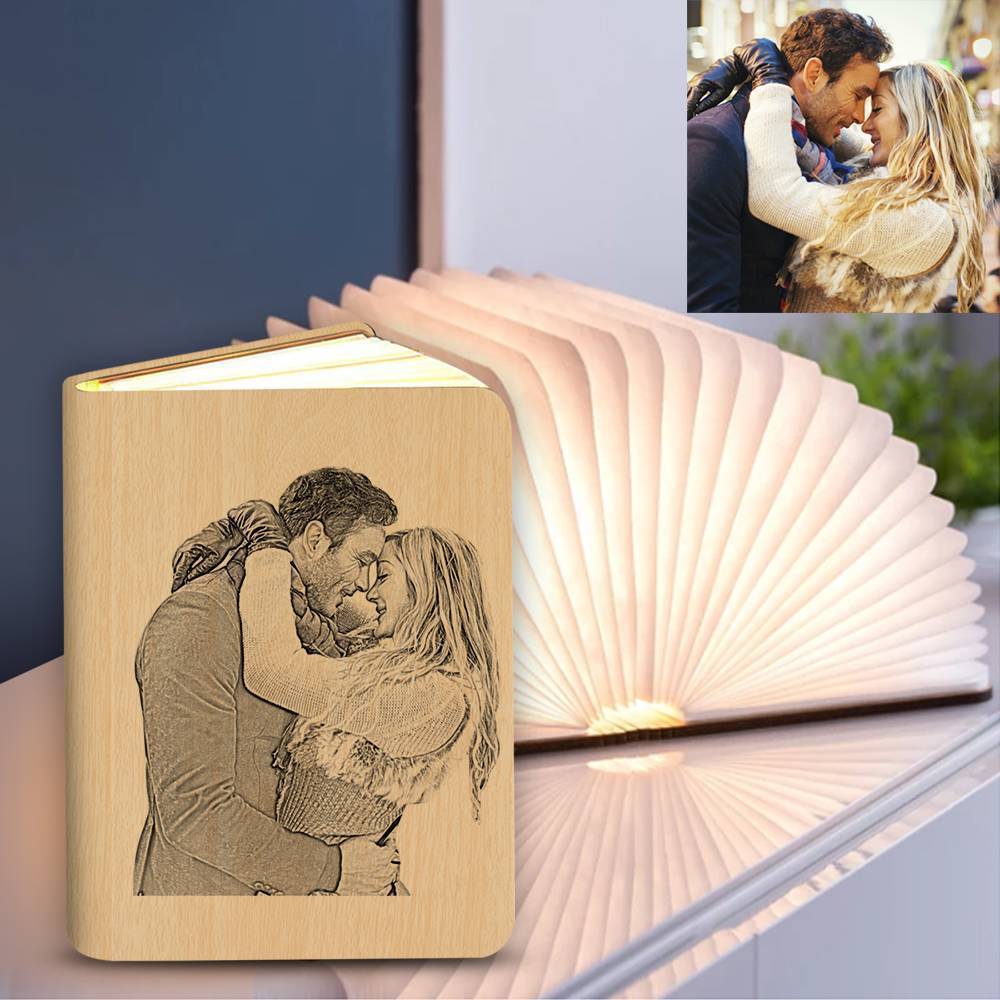 Personalized Amazing Book Lamp Desk, Couple Gift Lamp -  White and Black - yourphotoblanketuk