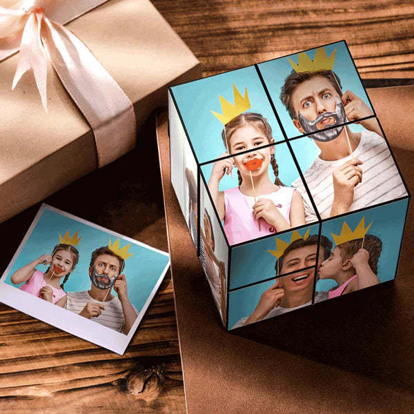 Custom Photo Rubic's Cube Wooden Cube Heart Shape Multiphoto Cube Gift