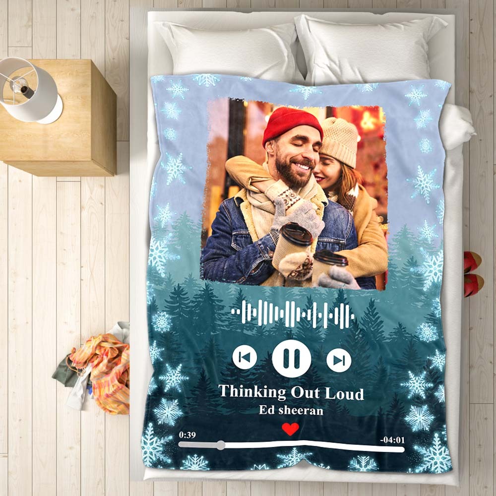 Snowflake Spotify Blanket Custom Music Blanket Personalized Photo Blanket Music Art Blanket - Yourphotoblanket