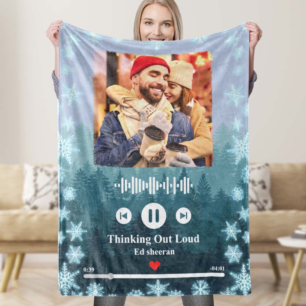 Snowflake Spotify Blanket Custom Music Blanket Personalized Photo Blanket Music Art Blanket - Yourphotoblanket