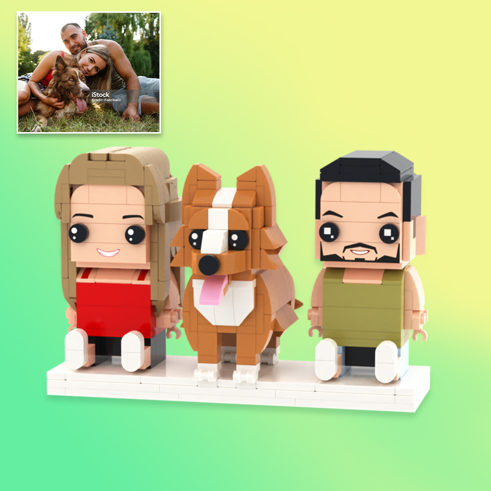 Custom Full Body Brick Figures Personalized Sitting Brick Figures Kids and Cat Universal Interlocking Plastic Toy Christmas Gift - yourphotoblanketuk