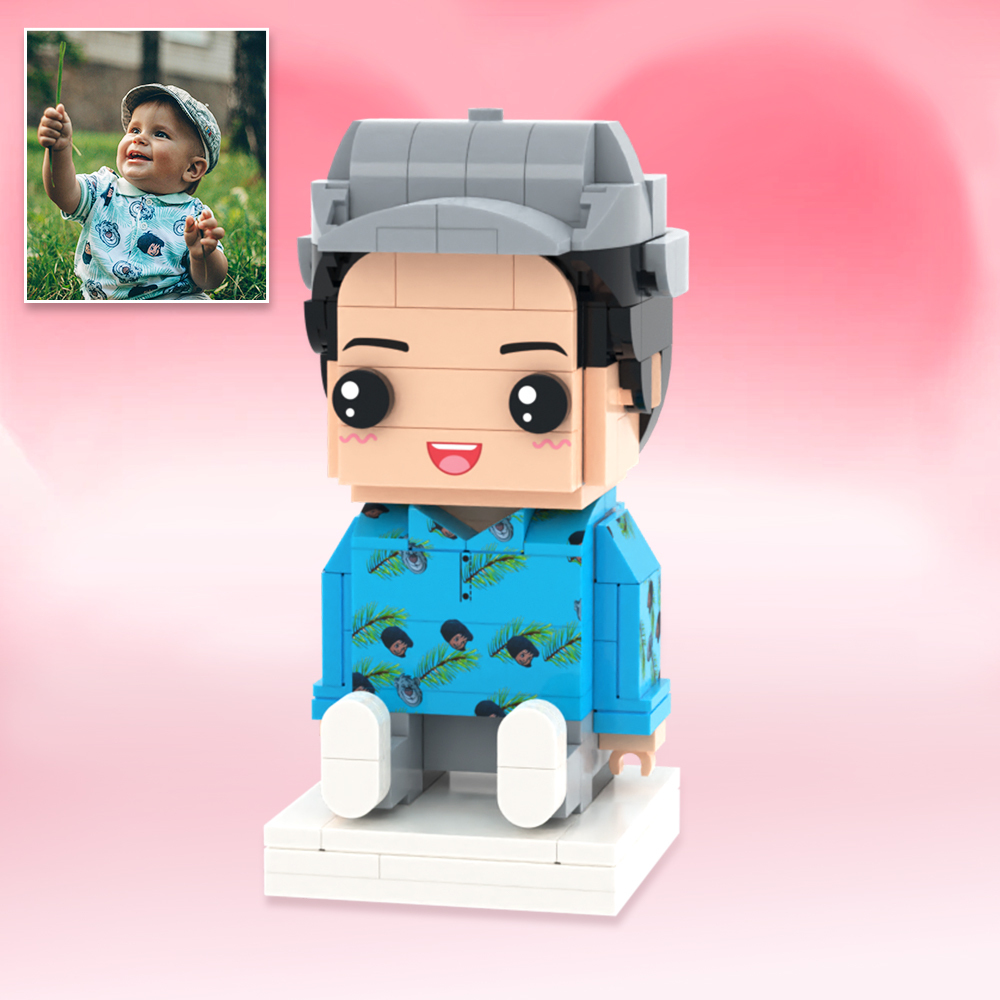 Custom Full Body Brick Figures Personalized Sitting Brick Figures Kids and Cat Universal Interlocking Plastic Toy Christmas Gift - yourphotoblanketuk