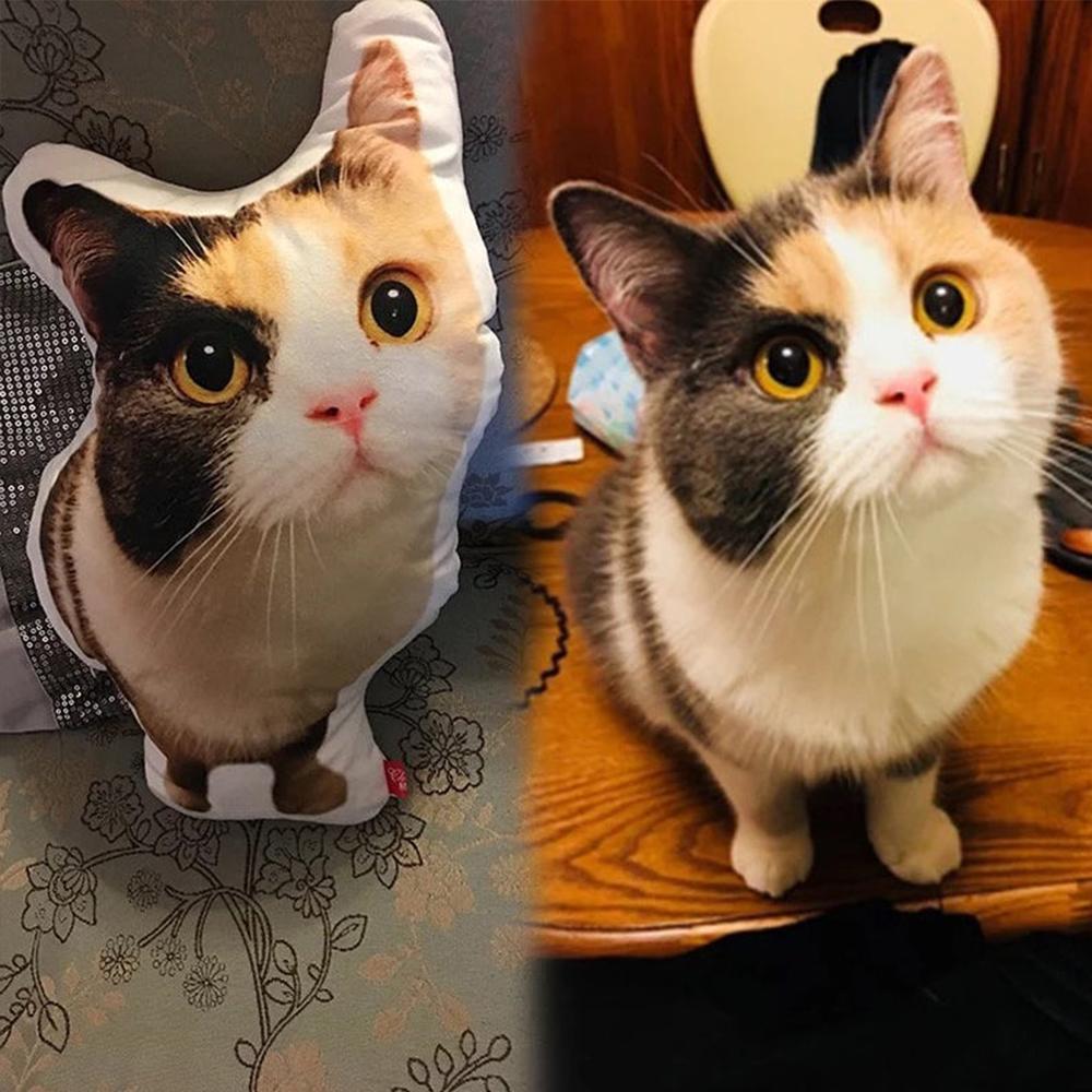 Custom Pet Photo Face Pillow 3D Portrait Pillow-cutecat