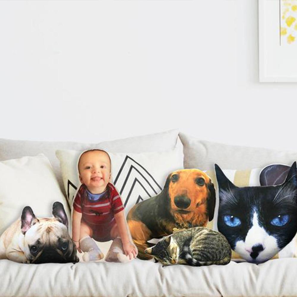 Custom Pet Photo Face Pillow 3D Portrait Pillow-dogs