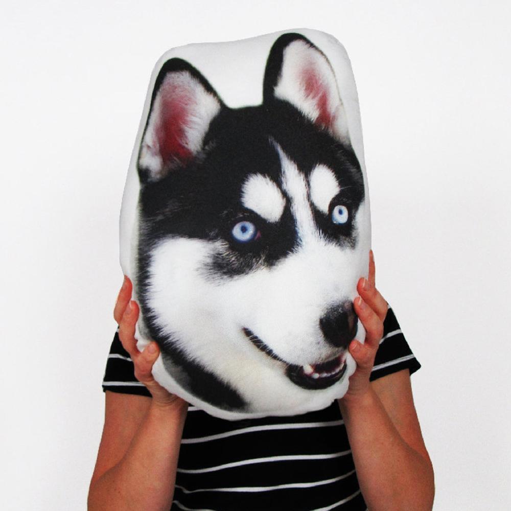 Custom Pet Photo Face Pillow 3D Portrait Pillow-husky