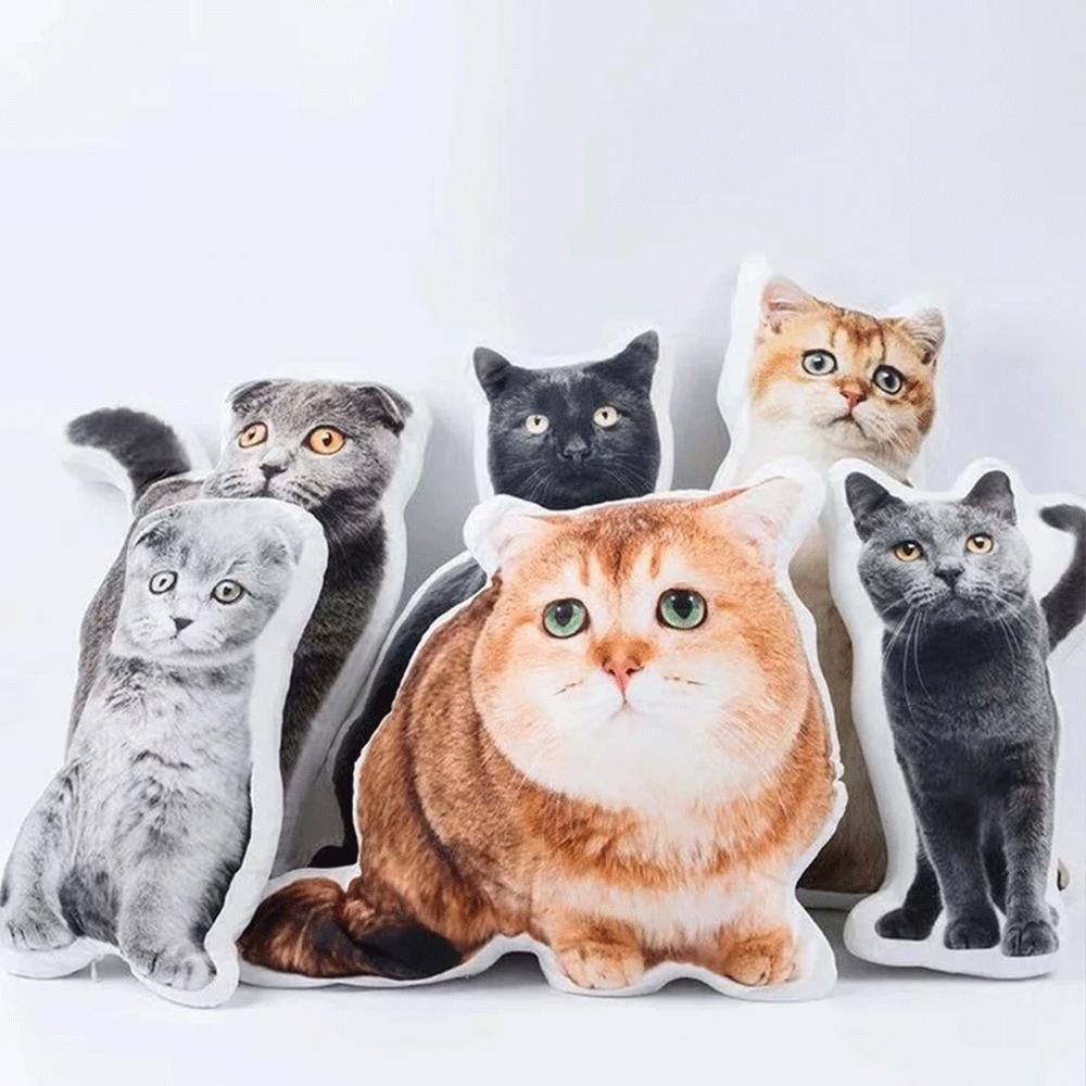 Custom Pet Photo Face Pillow 3D Portrait Pillow-cats