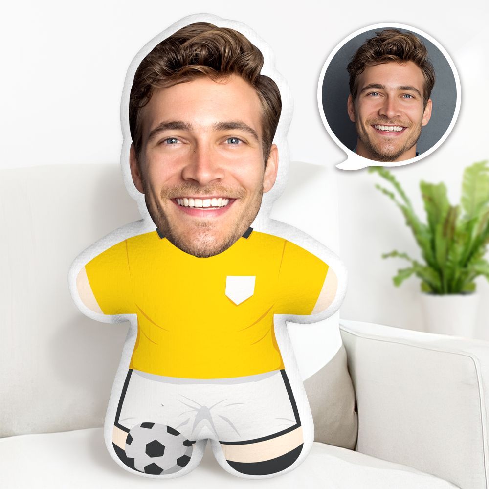 Football Player Minime Throw Pillow Custom Soccer Player Pillow Personalized Photo Minime Pillow - Yourphotoblanket