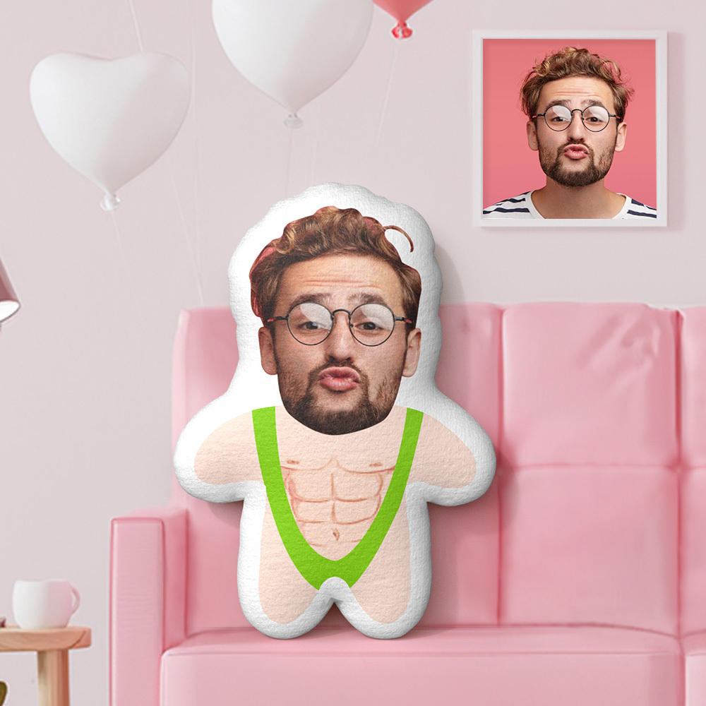 Mankini Minime Throw Pillow Custom Face Gifts Personalized Photo Minime Pillow Valentine's Day Gifts - yourphotoblanketuk