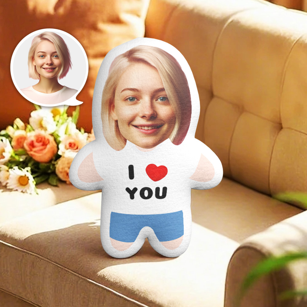 I LOVE YOU Minime Throw Pillow Custom Face Gifts Personalized Photo Minime Pillow