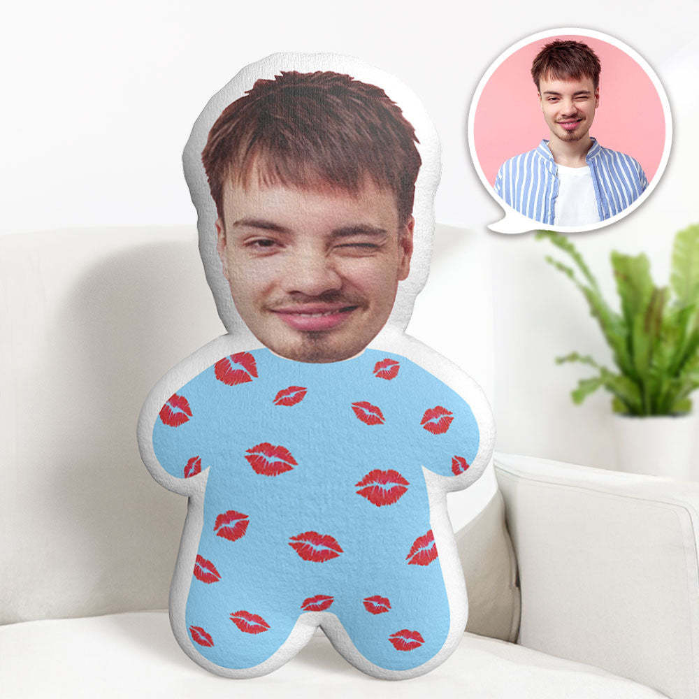 Custom Face Pillow Kiss Me Minime Pillow Personalized Photo Pillow Best Gift for Him - Yourphotoblanket