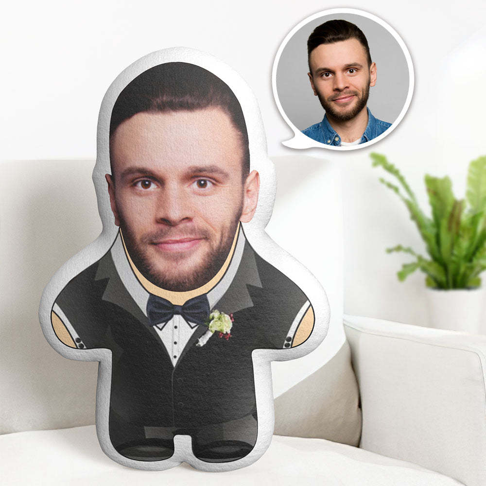 Valentine's Day Gift Custom Face Pillow Personalised Photo Minime Doll Groom The Best Gift for Lover - Yourphotoblanket