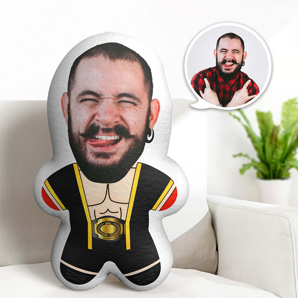 Custom Minime Throw Pillow Male Wrestler Custom Face Gifts Personalized Photo Minime Pillow - Yourphotoblanket