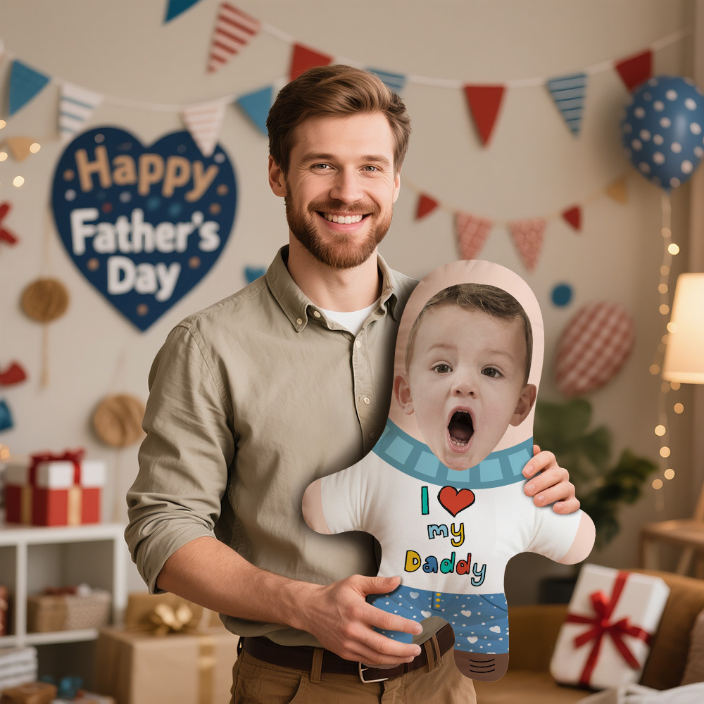 Custom Minime Pillow I Love My Daddy Face Pillow Father's Day Gifts - yourphotoblanketuk