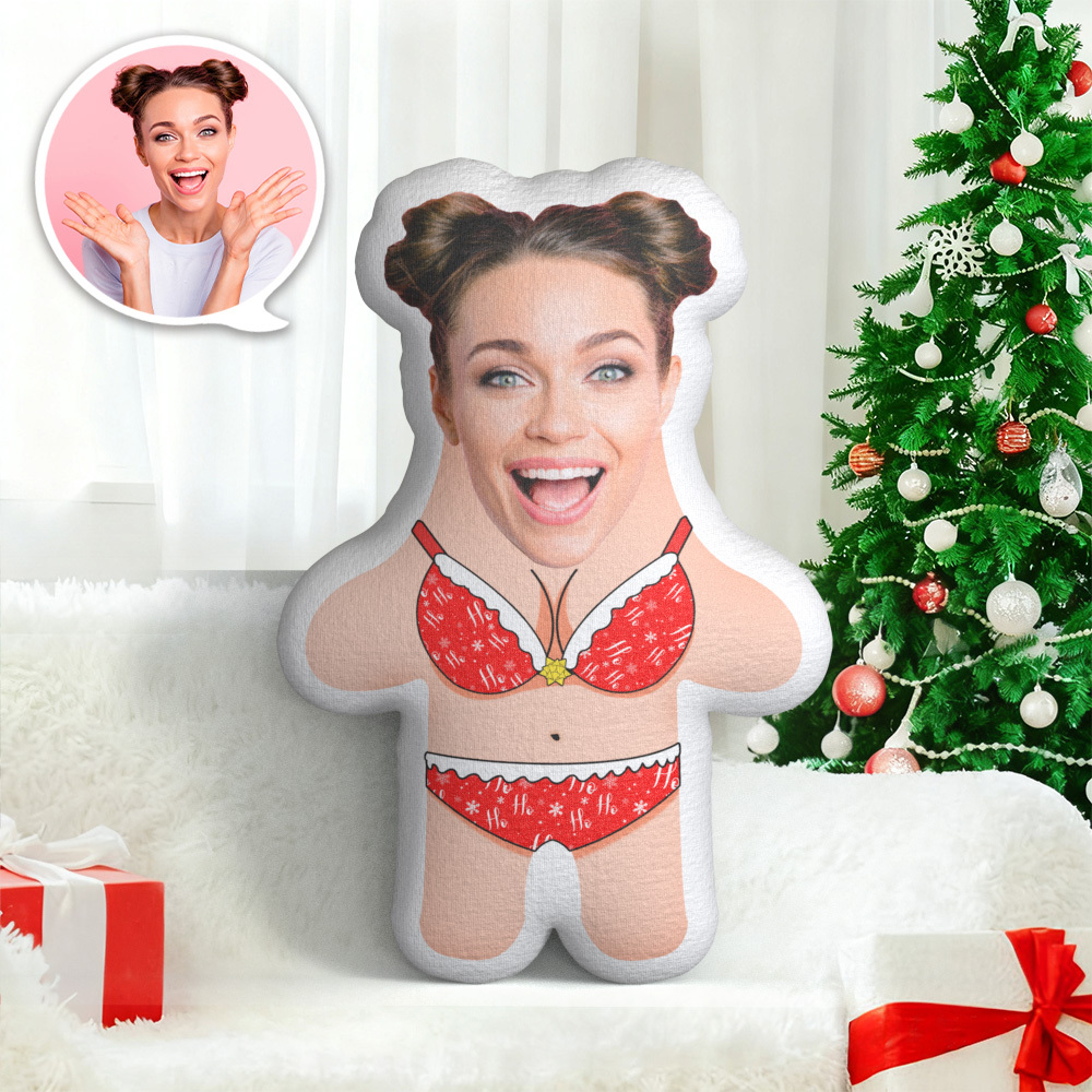 Custom Face Photo Pillow Christmas Bikini MiniMe Pillow Christmas Gift - yourphotoblanketuk