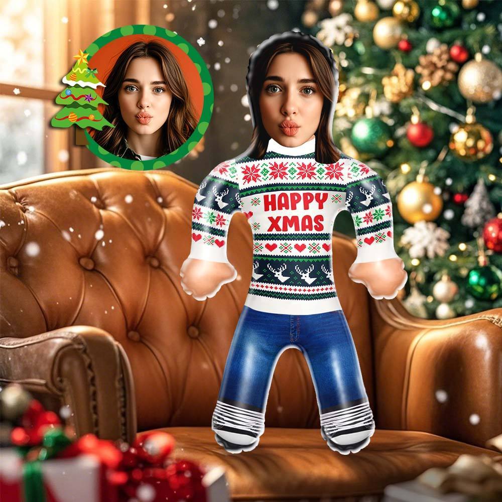 Custom Blow Up Doll Happy Xmas Funny Inflatable Doll Custom Face Air Minime Doll Christmas Gift - yourphotoblanketuk