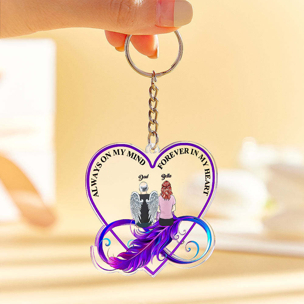 Custom Keychain Memorial Heart Keyring Personalized Cartoon Image and Name Acrylic Keychain - Yourphotoblanket