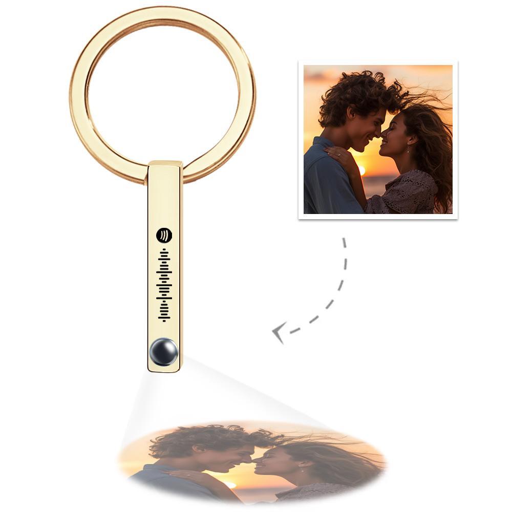 Personalized Photo Projection Keychain Custom Scannable Spotify Code Keychain Memorial Song Gift - Yourphotoblanket