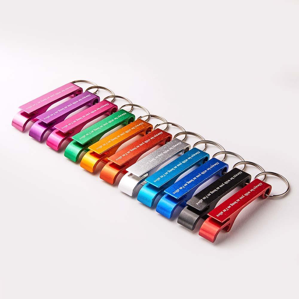 Custom Text Multi-colour Bottle Opener Keychain Personalized Beer Bottle Opener Gift for Him - Yourphotoblanket