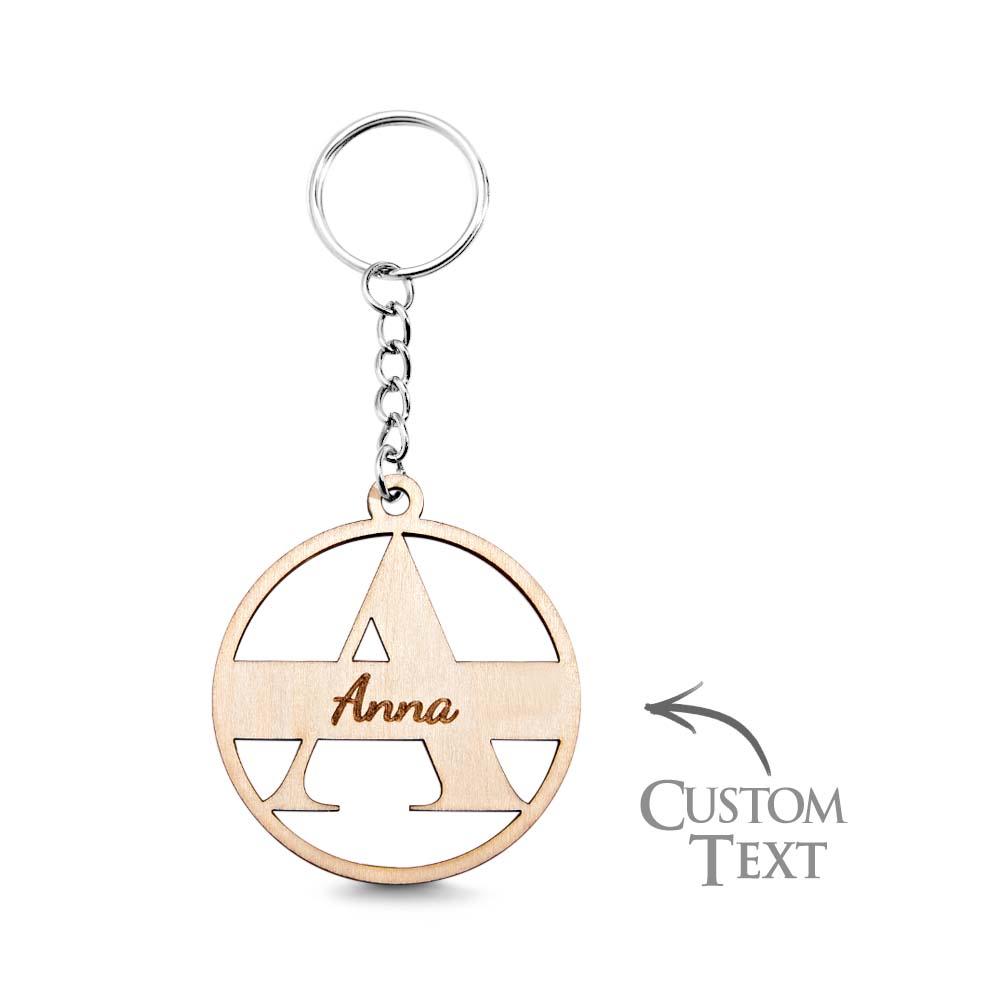 Custom Wooden Monogram Keychain Personalized Engraved Keychain Gift