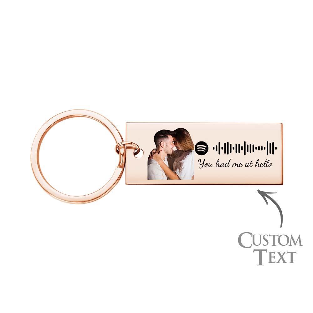 Custom Photo Engraved Spotify Music Keychain Stainless Steel Scannable Code Best Gifts For Couples - Yourphotoblanket