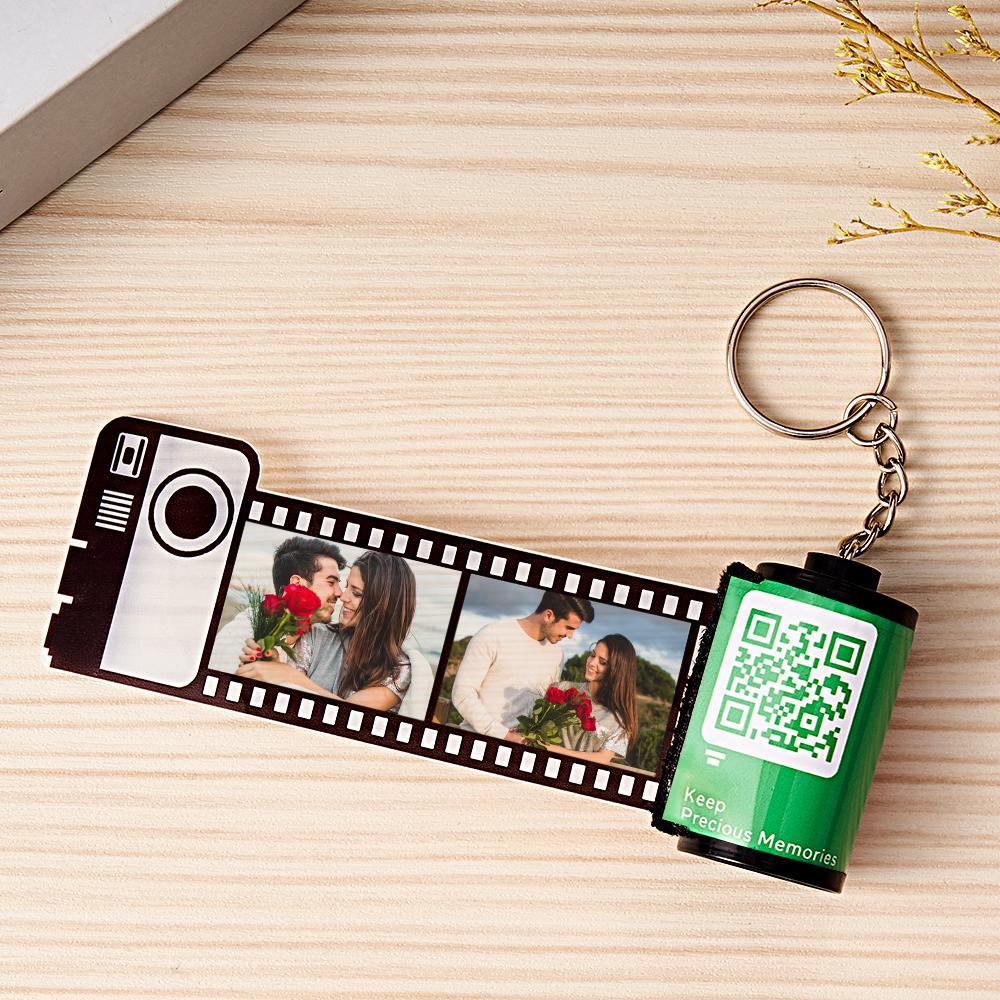 Scannable QR Code Colorful Shell Film Roll Keychain With Your Photo Camera Keychain Valentine's Day Gift - Yourphotoblanket