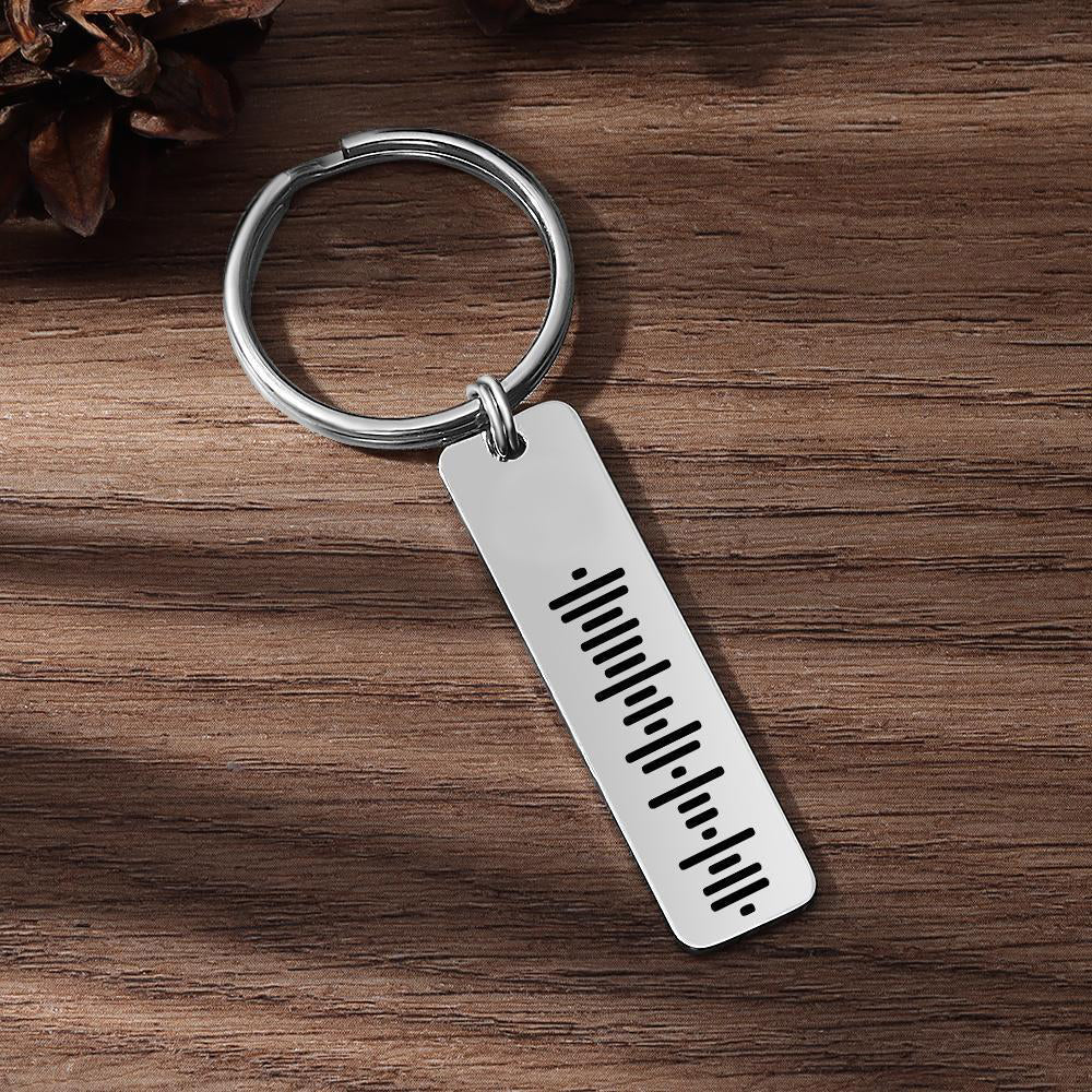 Custom Scannable Code Music Keychain Engraved Song Key Ring Black