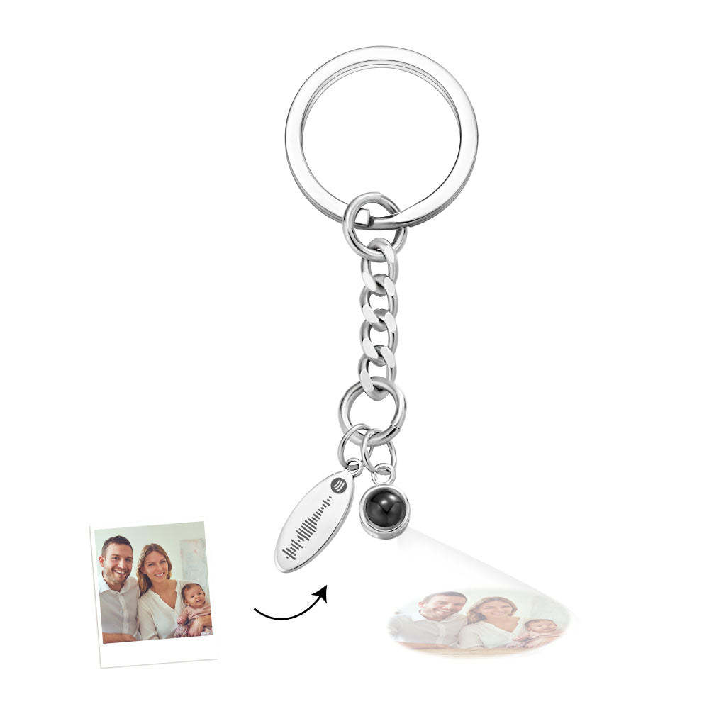 Custom Photo Projection Scannable Spotify Code Keychain Personalized Photo Music Keyring Anniversary Gifts - Yourphotoblanket