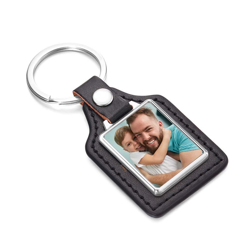 Custom Leather Photo Keychain Drive Safe Keychain Gift for Dad Anniversary Birthday Gift Father's Day Gift - Yourphotoblanket