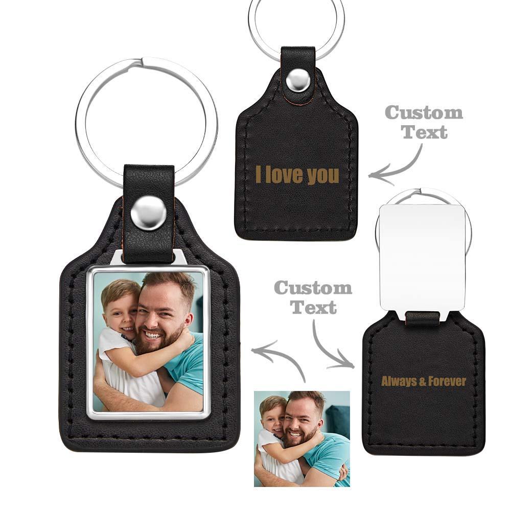 Custom Leather Photo Keychain Drive Safe Keychain Gift for Dad Anniversary Birthday Gift Father's Day Gift - Yourphotoblanket