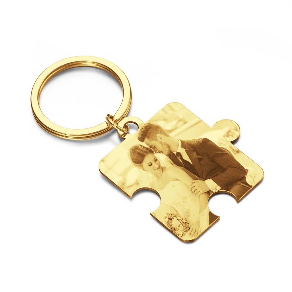 Personalized Jigsaw Puzzle Piece Custom Photo Keychain Couple Anniversary Long Distance Gift - Yourphotoblanket