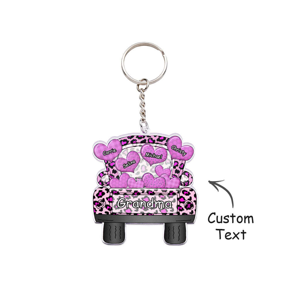 Personalized Nickname Truck Loading Heart Acrylic Keychain Christmas Gift Decor Gift Grandma Nana Papa - Yourphotoblanket