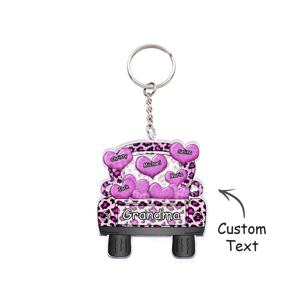 Personalized Nickname Truck Loading Heart Acrylic Keychain Christmas Gift Decor Gift Grandma Nana Papa - Yourphotoblanket