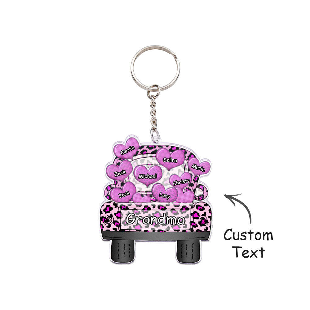 Personalized Nickname Truck Loading Heart Acrylic Keychain Christmas Gift Decor Gift Grandma Nana Papa - Yourphotoblanket