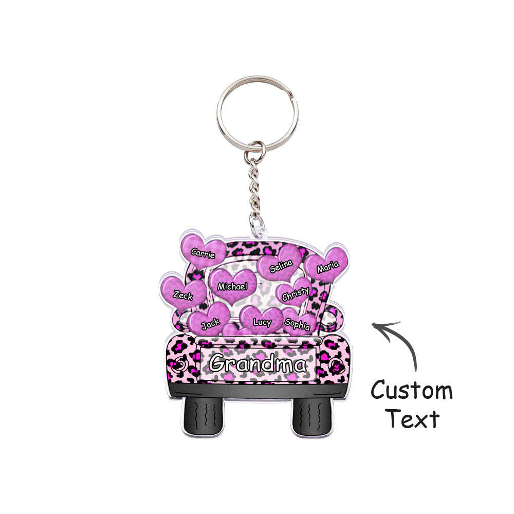 Personalized Nickname Truck Loading Heart Acrylic Keychain Christmas Gift Decor Gift Grandma Nana Papa - Yourphotoblanket