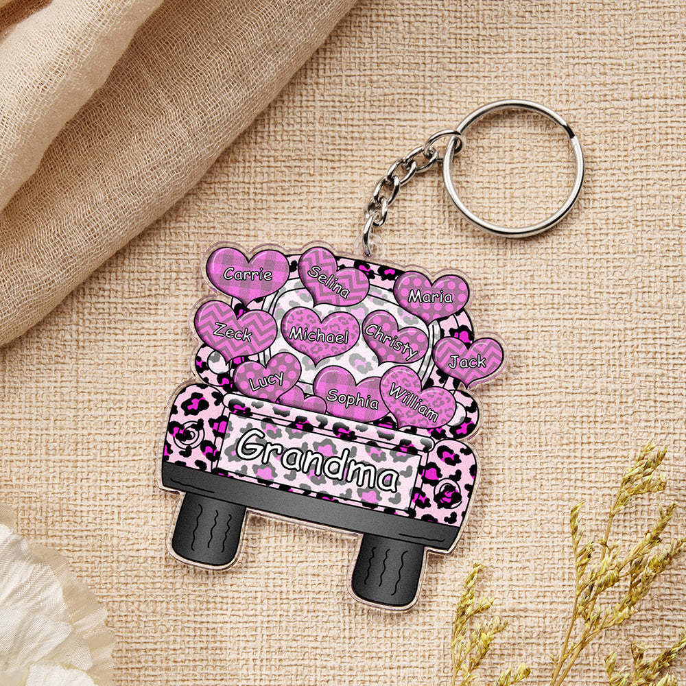 Personalized Nickname Truck Loading Heart Acrylic Keychain Christmas Gift Decor Gift Grandma Nana Papa - Yourphotoblanket