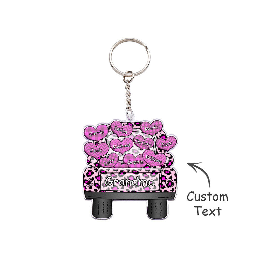 Personalized Nickname Truck Loading Heart Acrylic Keychain Christmas Gift Decor Gift Grandma Nana Papa - Yourphotoblanket