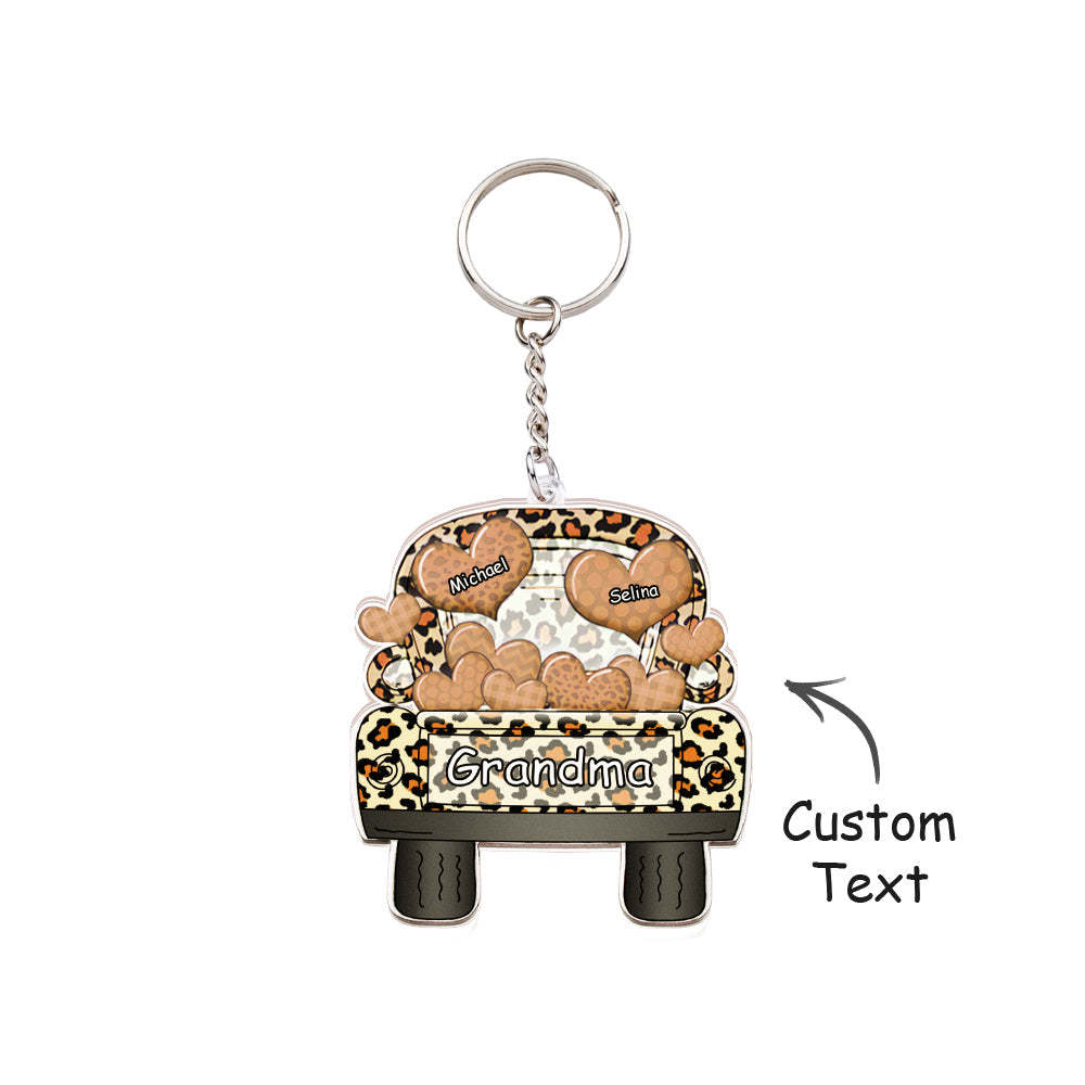 Personalized Nickname Truck Loading Heart Acrylic Keychain Christmas Gift Decor Gift Grandma Nana Papa - Yourphotoblanket