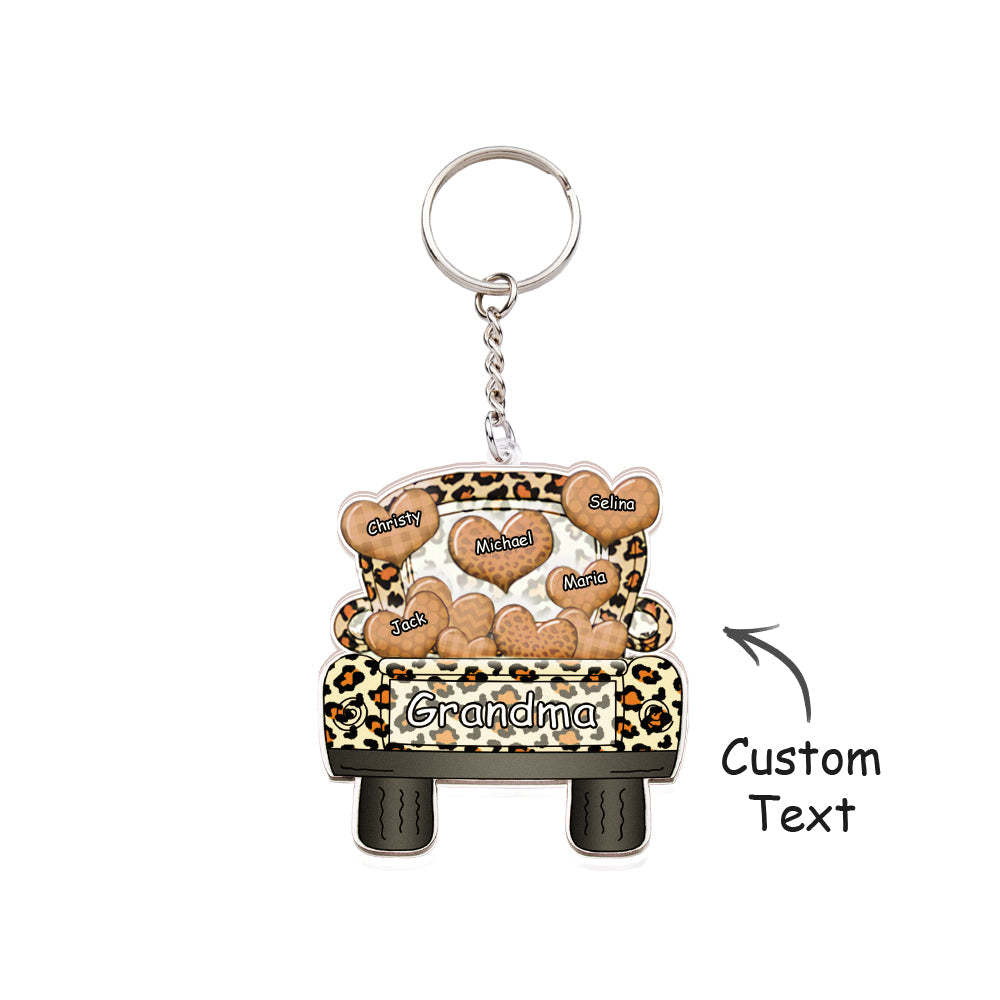 Personalized Nickname Truck Loading Heart Acrylic Keychain Christmas Gift Decor Gift Grandma Nana Papa - Yourphotoblanket