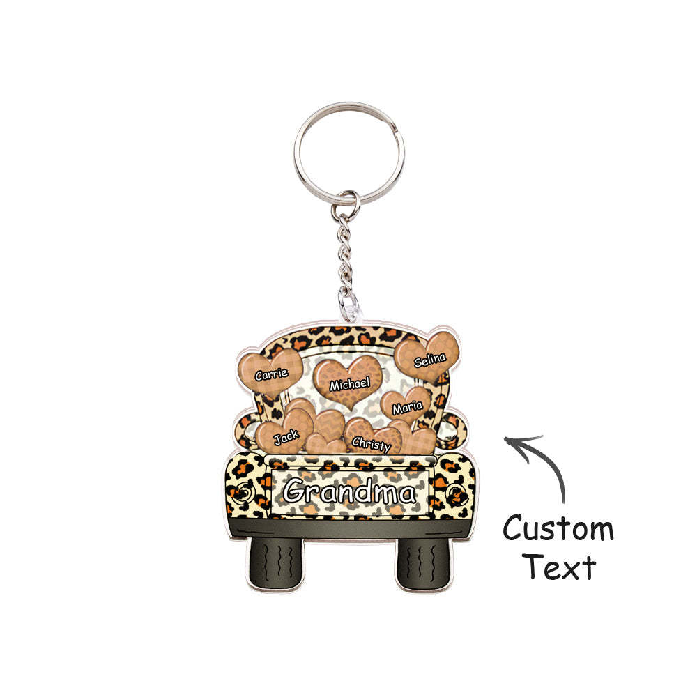 Personalized Nickname Truck Loading Heart Acrylic Keychain Christmas Gift Decor Gift Grandma Nana Papa - Yourphotoblanket