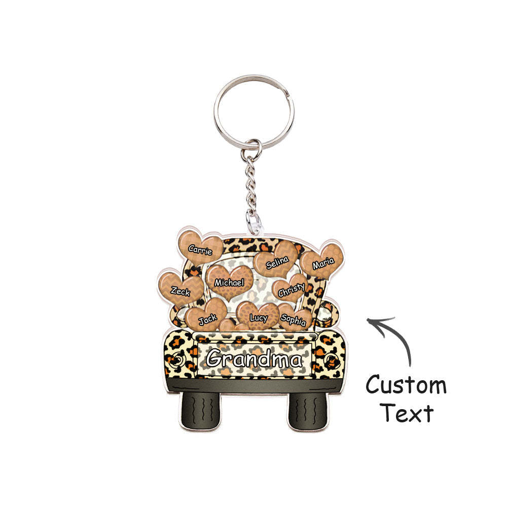 Personalized Nickname Truck Loading Heart Acrylic Keychain Christmas Gift Decor Gift Grandma Nana Papa - Yourphotoblanket